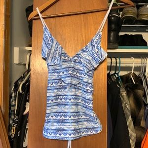 Hollister tankini size M blue and white boho print
